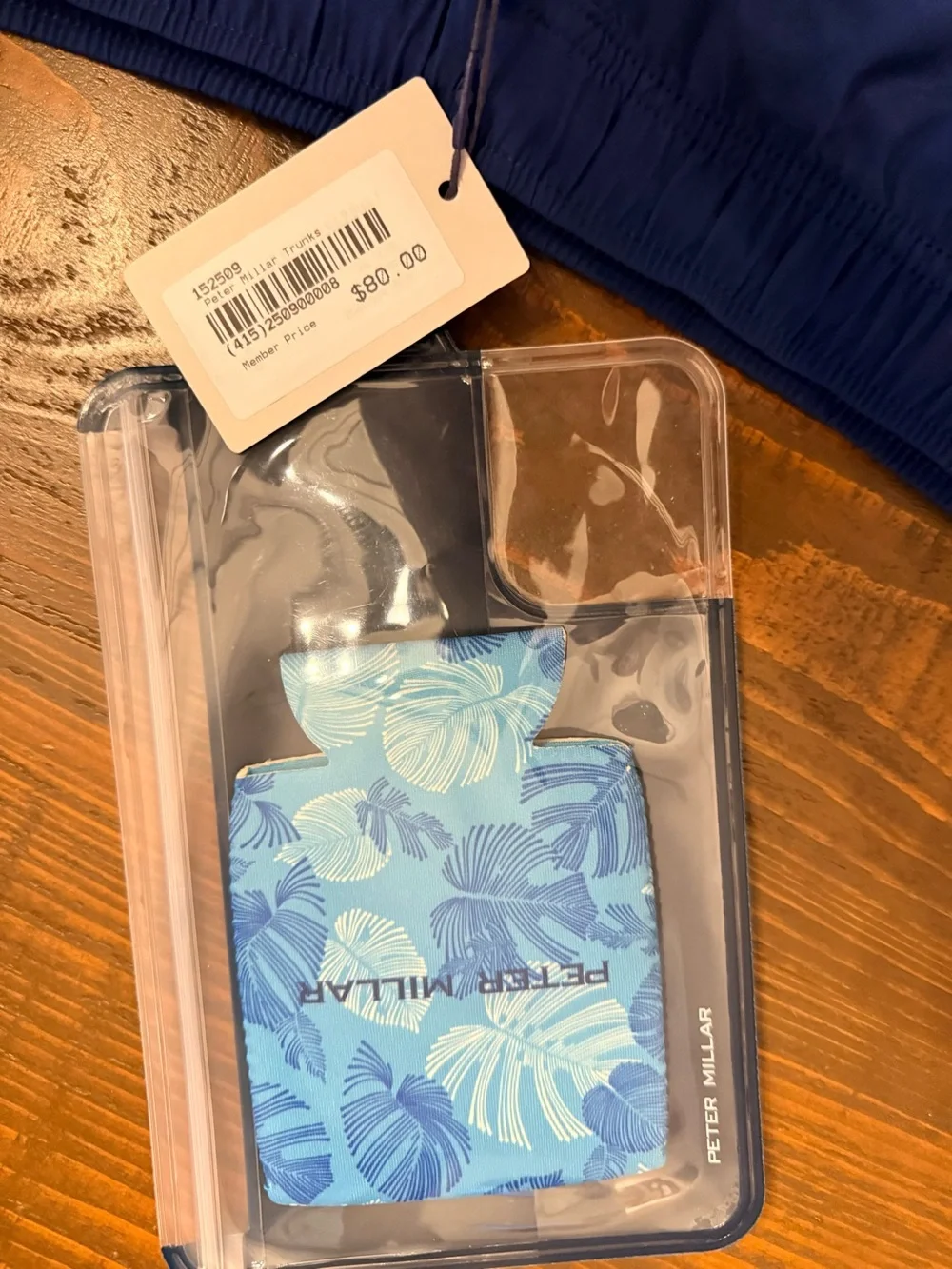 Peter Millar Blue Swim Trunks with Can Coozie and Waterproof Pouch